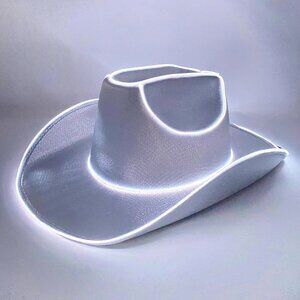 LED Light Up Cowboy Hat Cowgirl Hat for Halloween, Christmas, Party , Silver